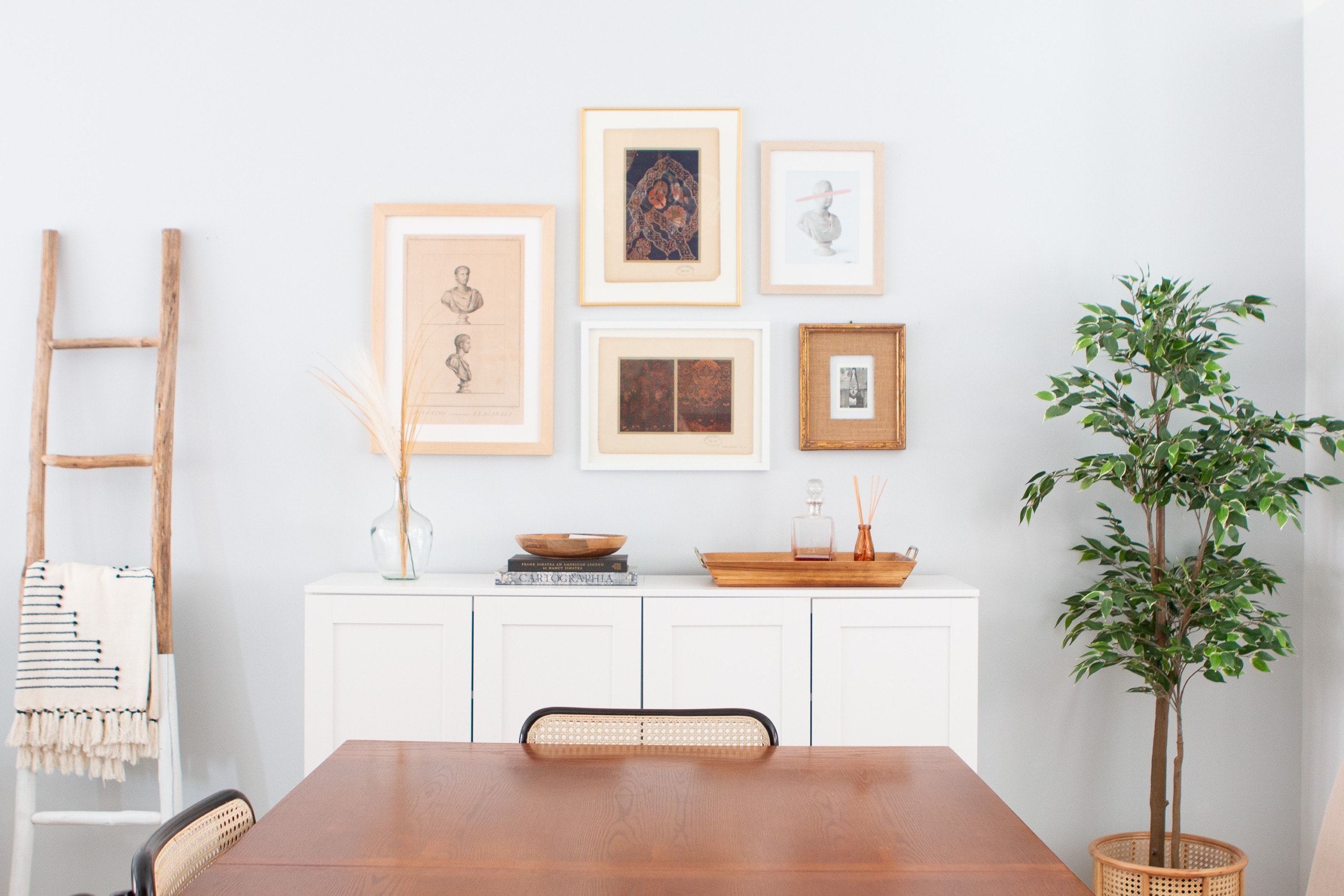 Gallery wall in a dining room