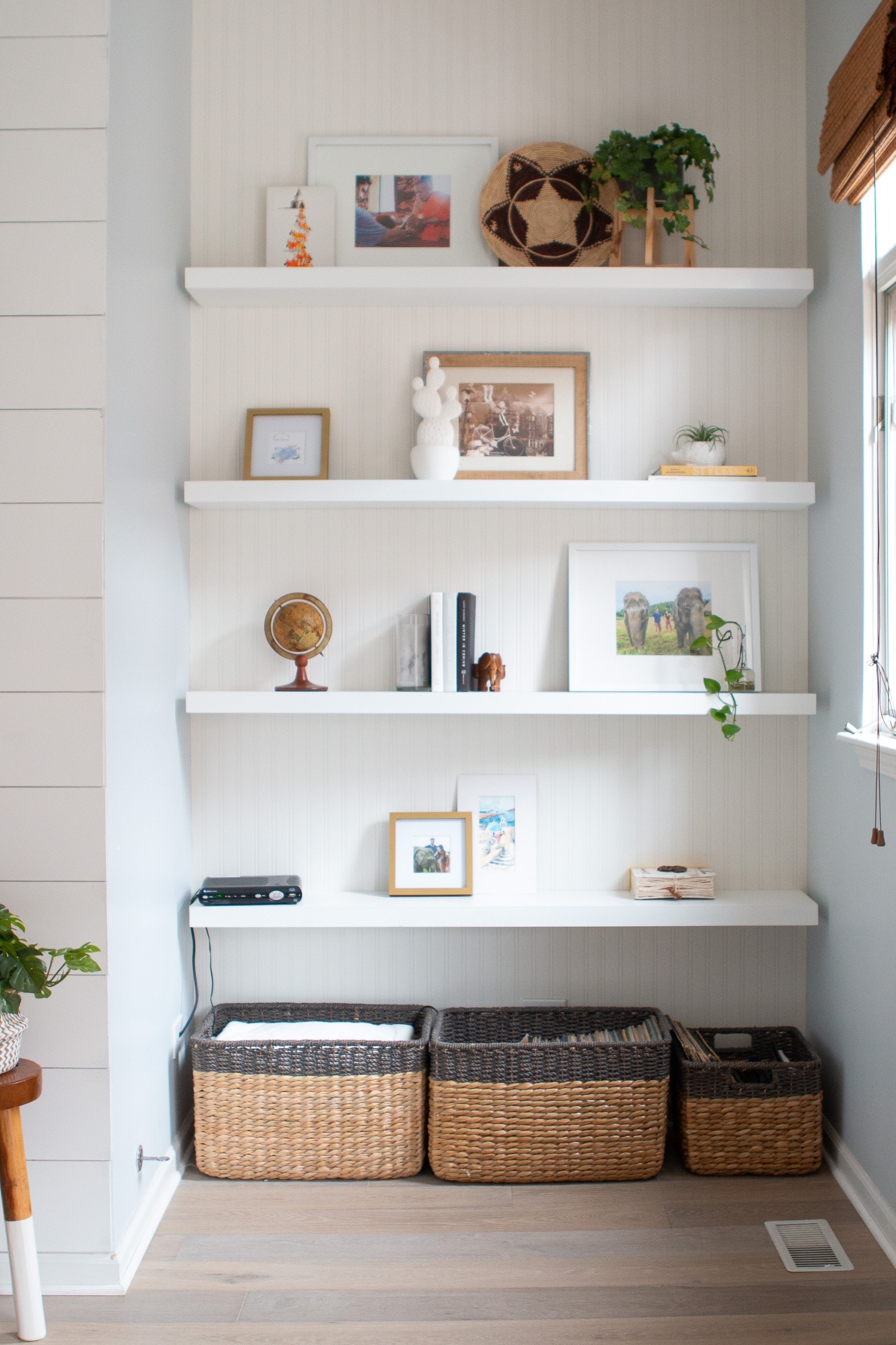 shelves in the family room