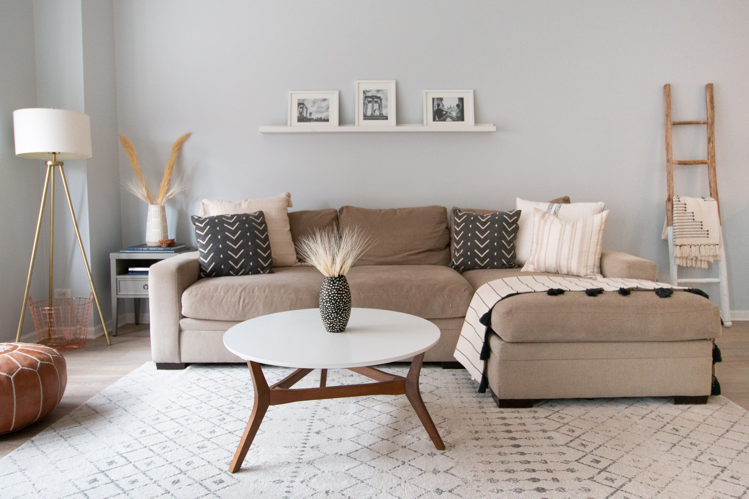 Gray sectional in a family room