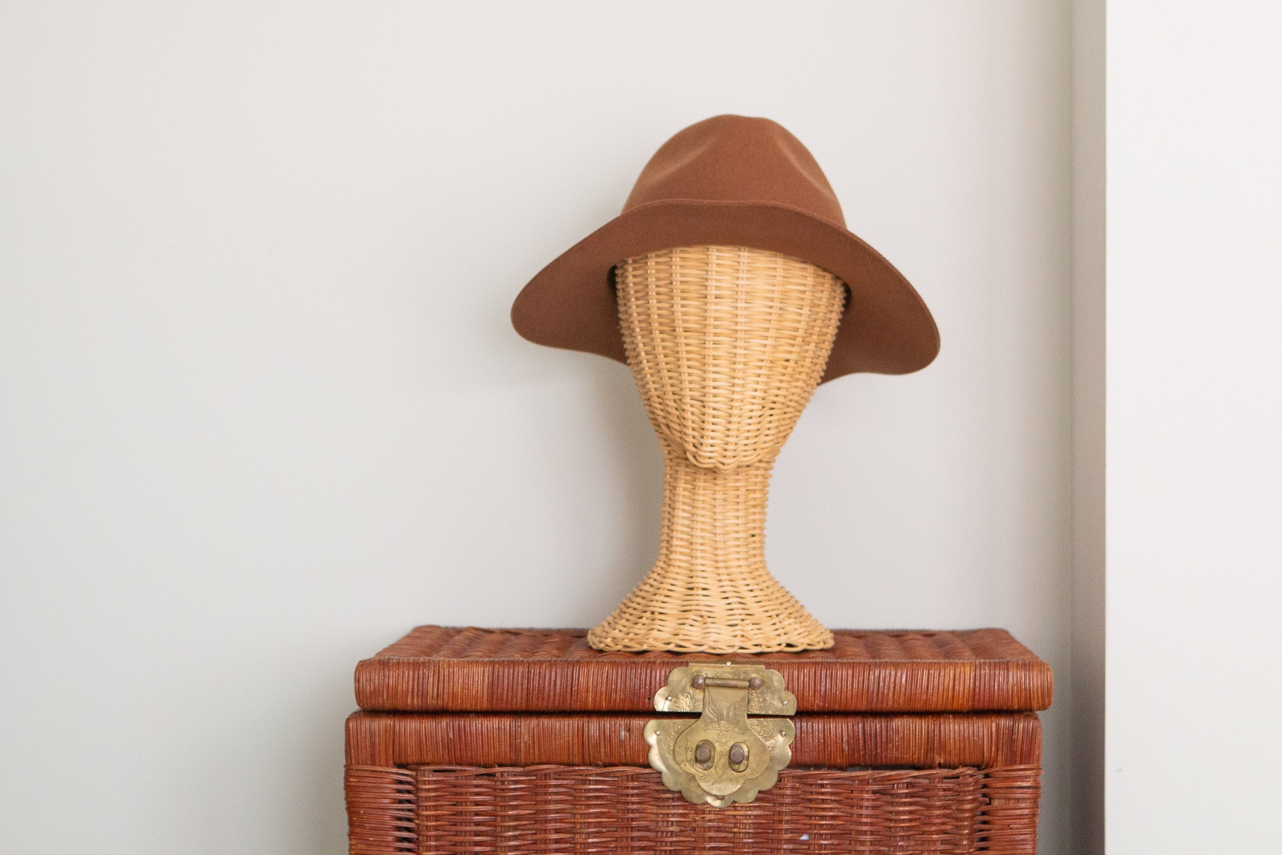 Rattan chest and hat 