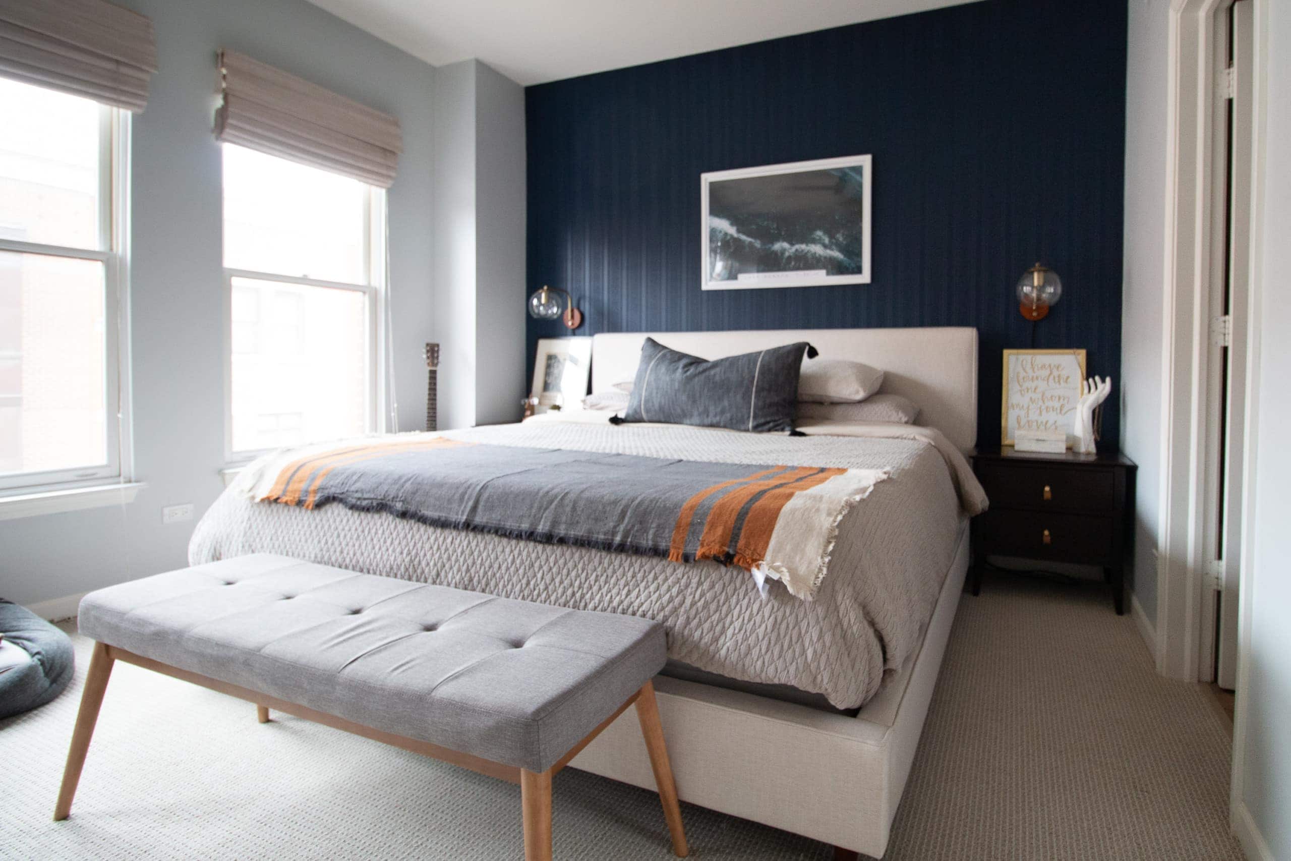 Master bedroom in a Chicago townhome