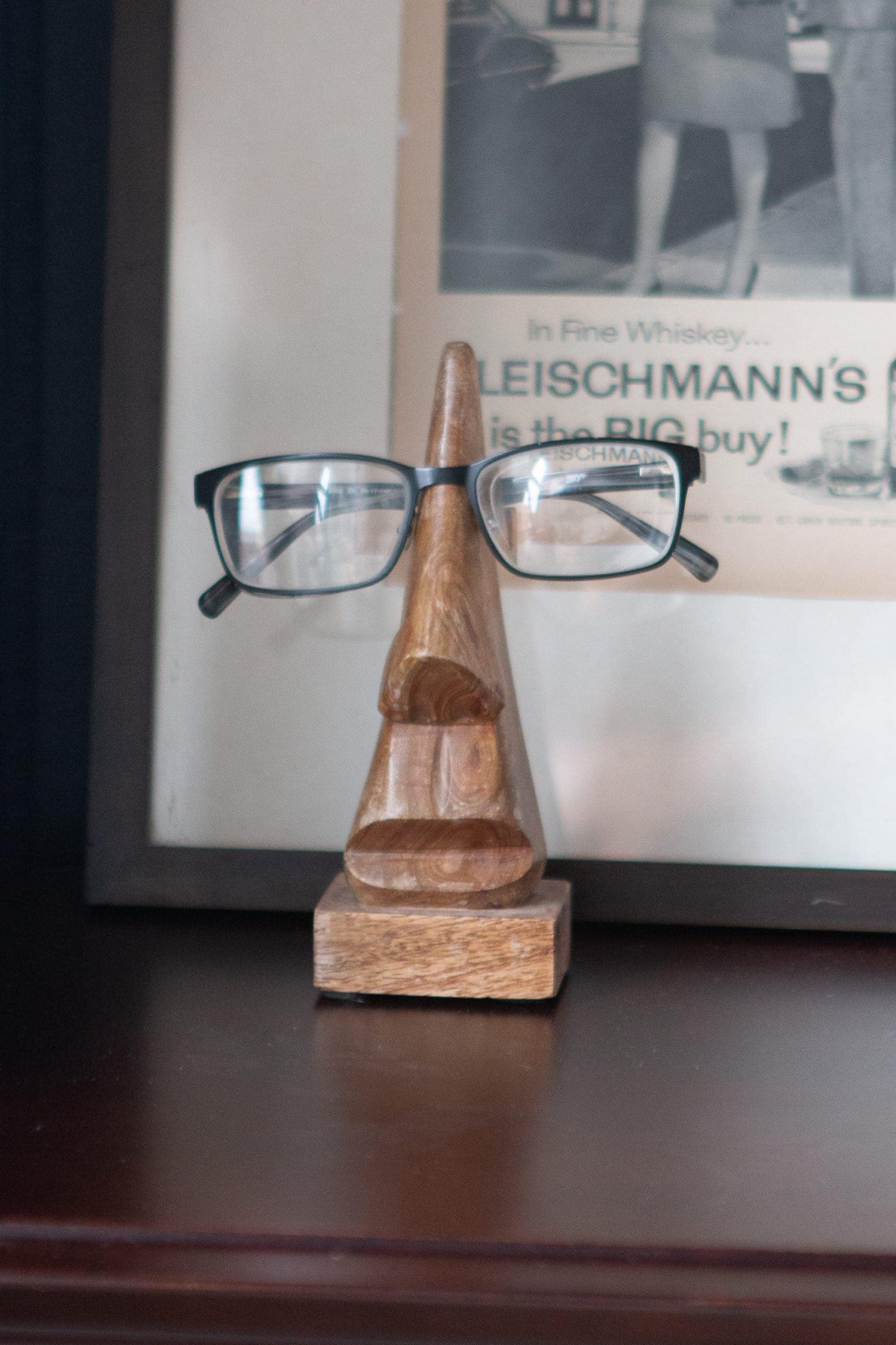 Eyeglasses on a nightstand