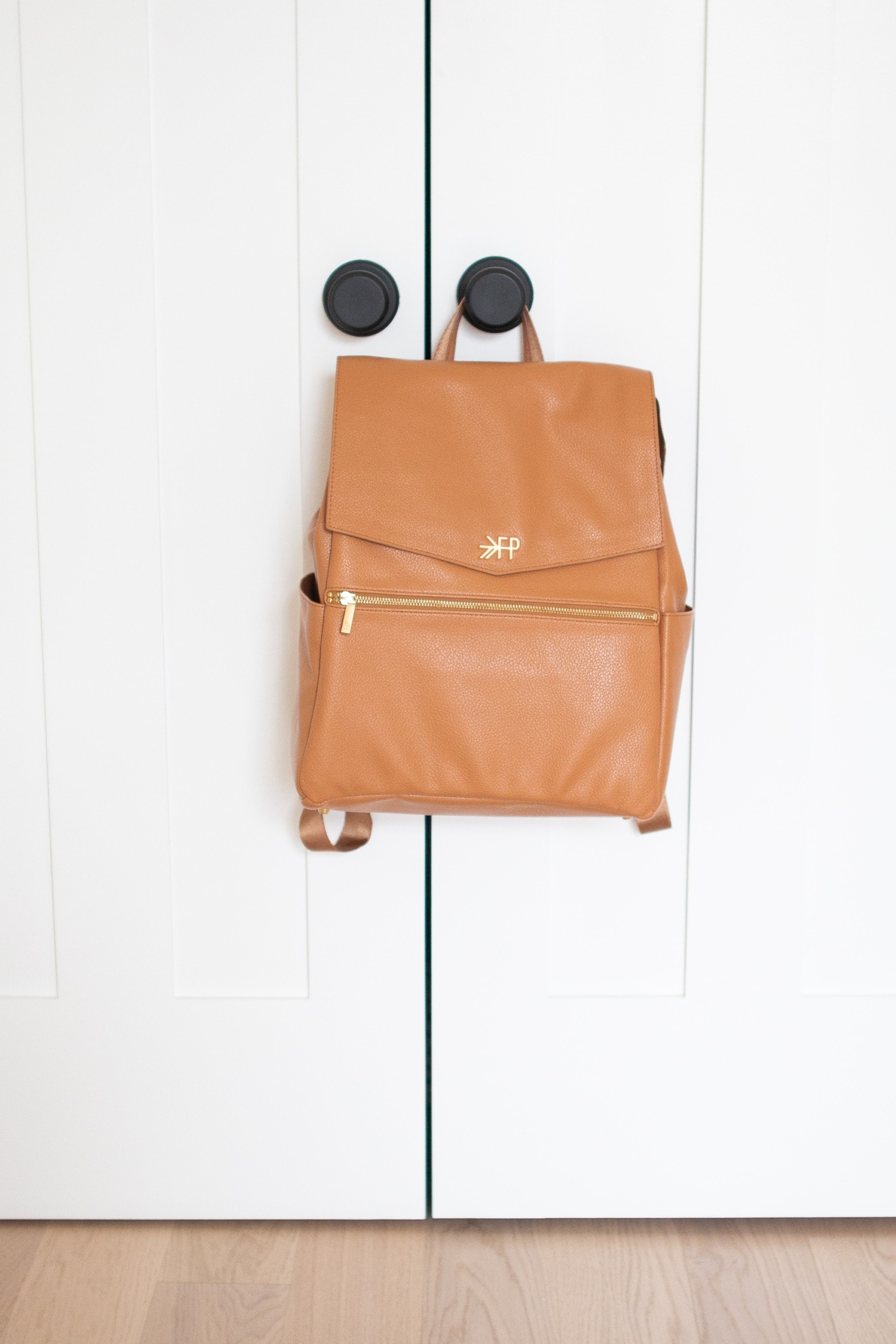 Brown leather diaper bag