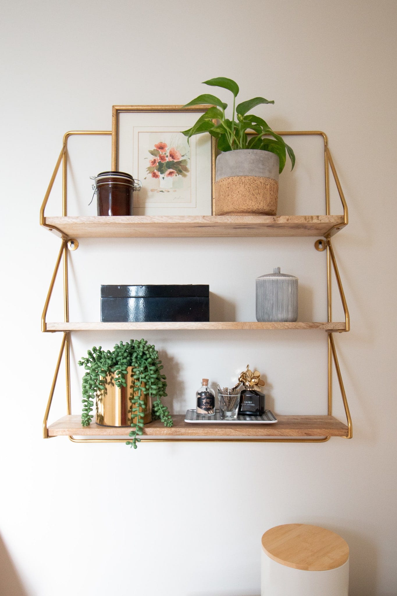 Shelves over the toilet in the bathroom