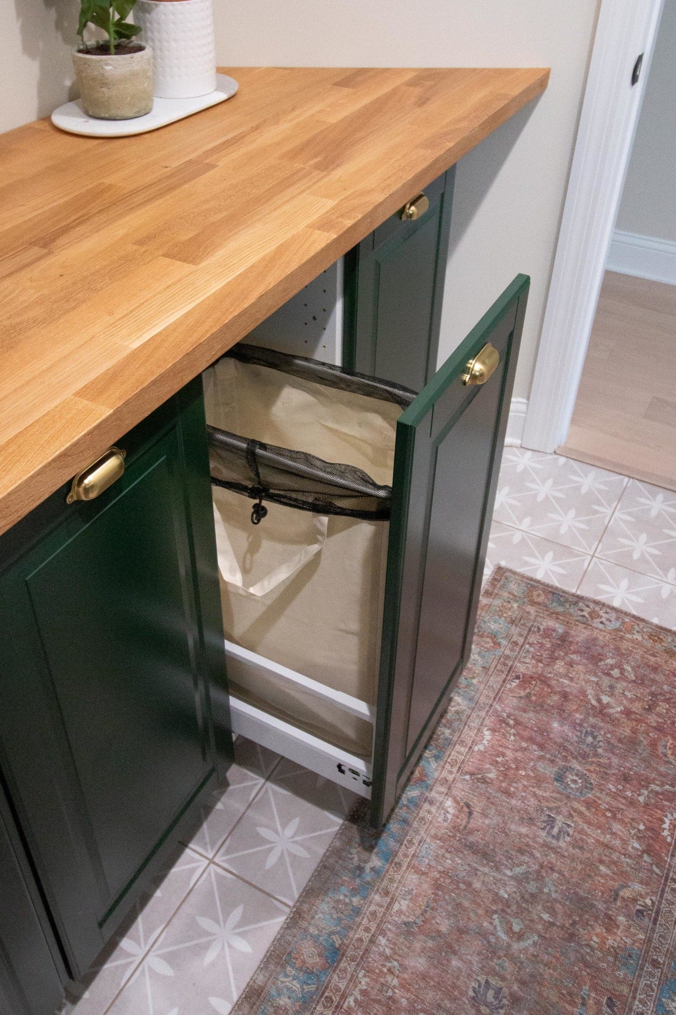 Pull-out hampers in the laundry room