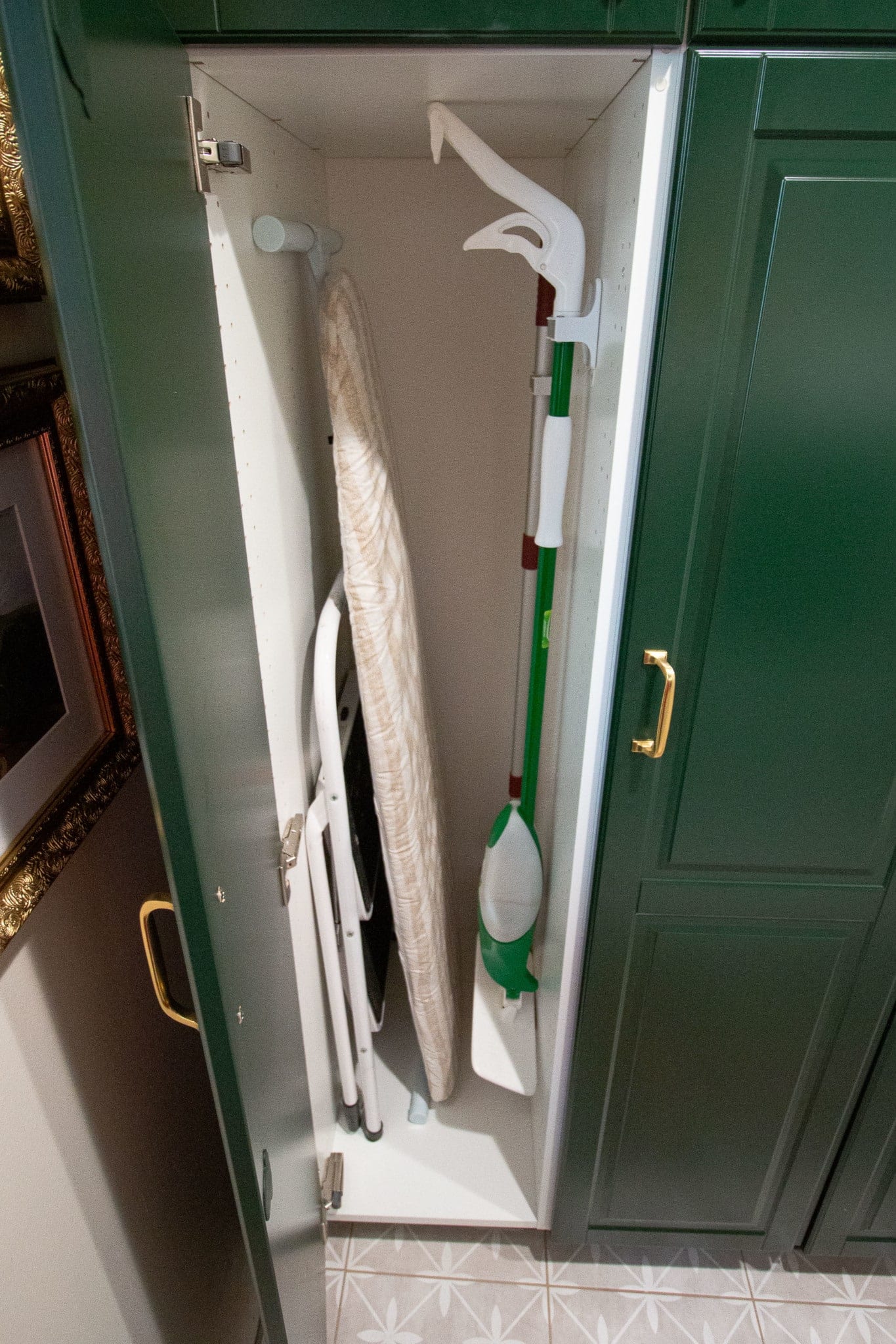 Store ironing board in the cupboard