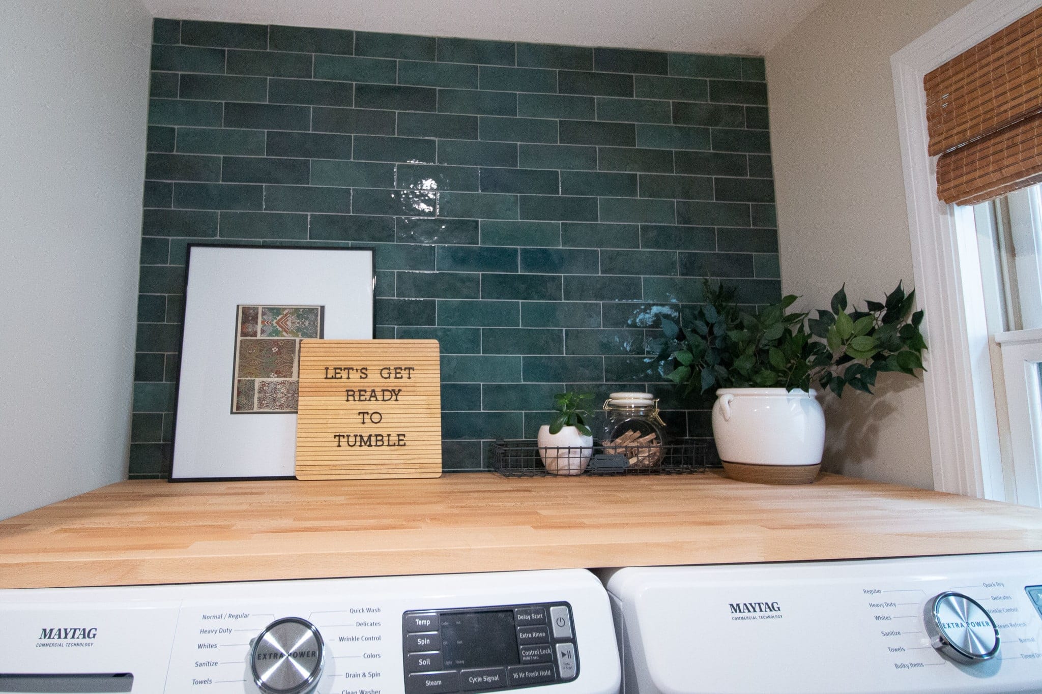 Adding butcher block over washer and dryer