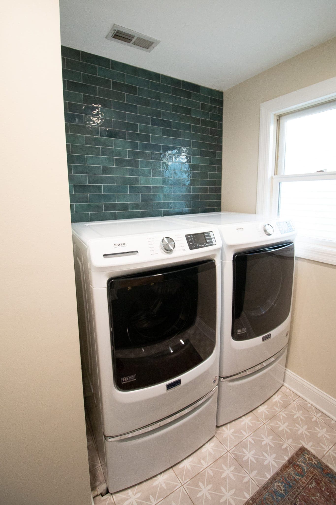 Our new green tile backsplash