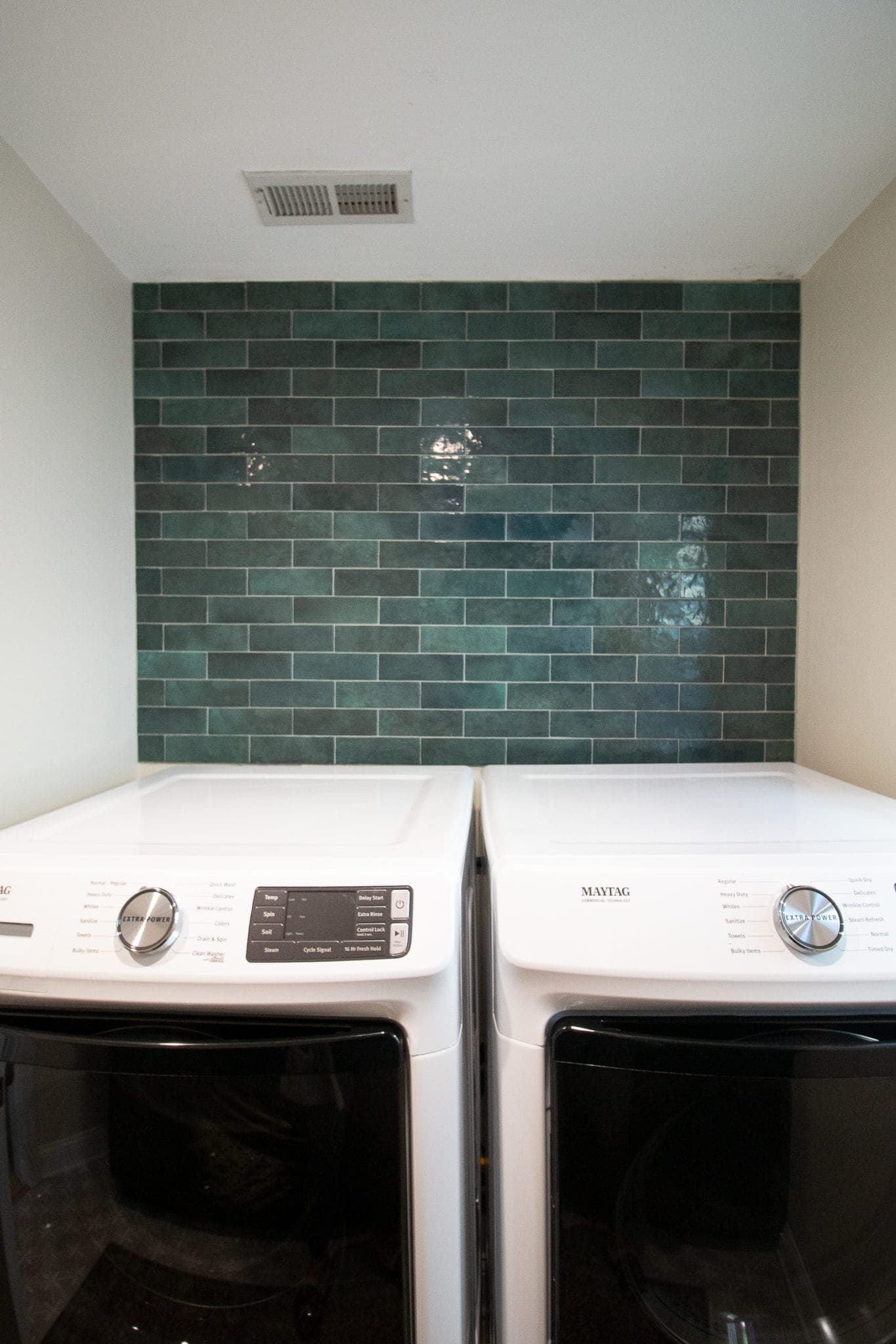 Adding a green tile backsplash to our laundry room