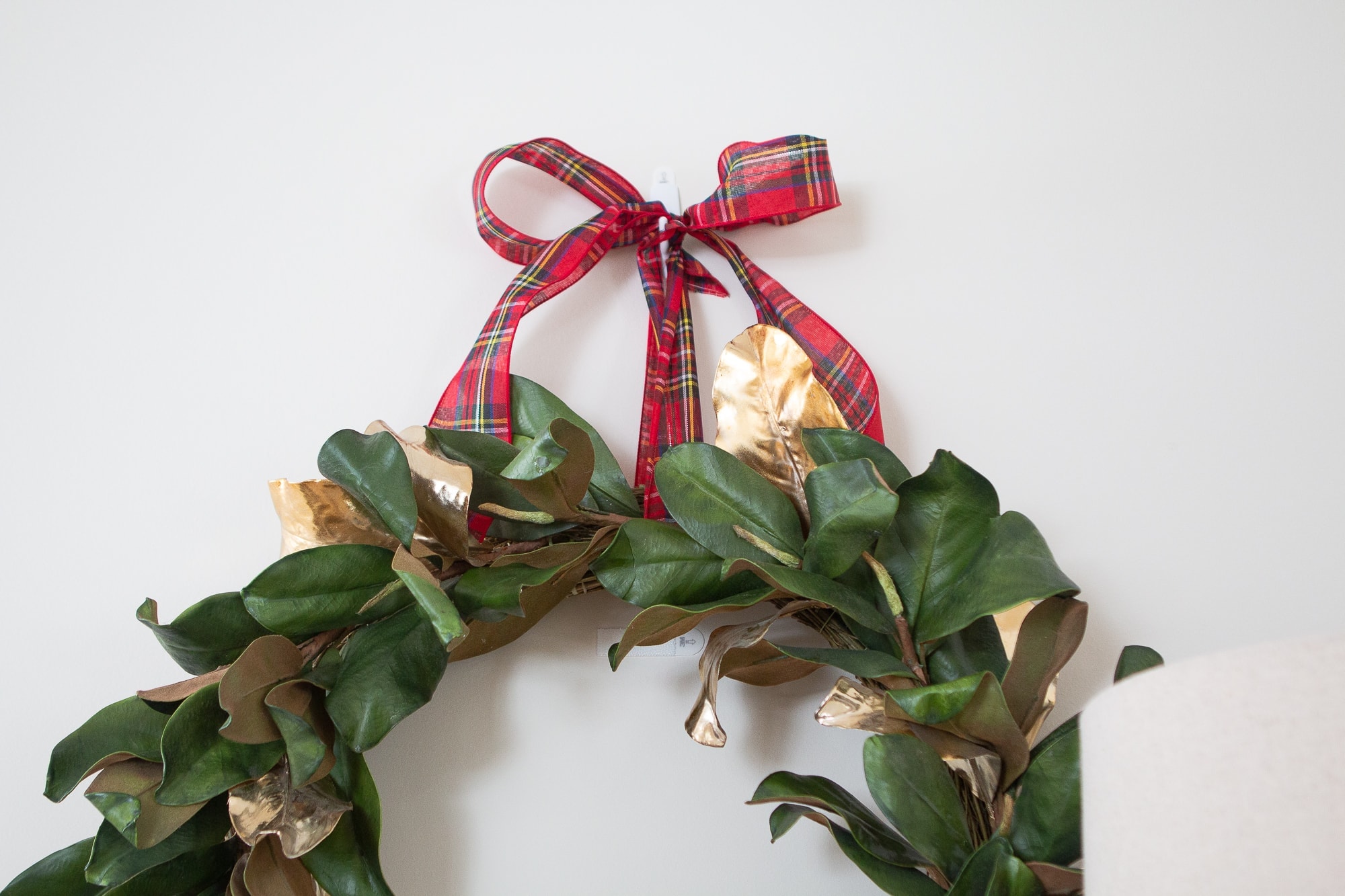 Hang a wreath using a command hook