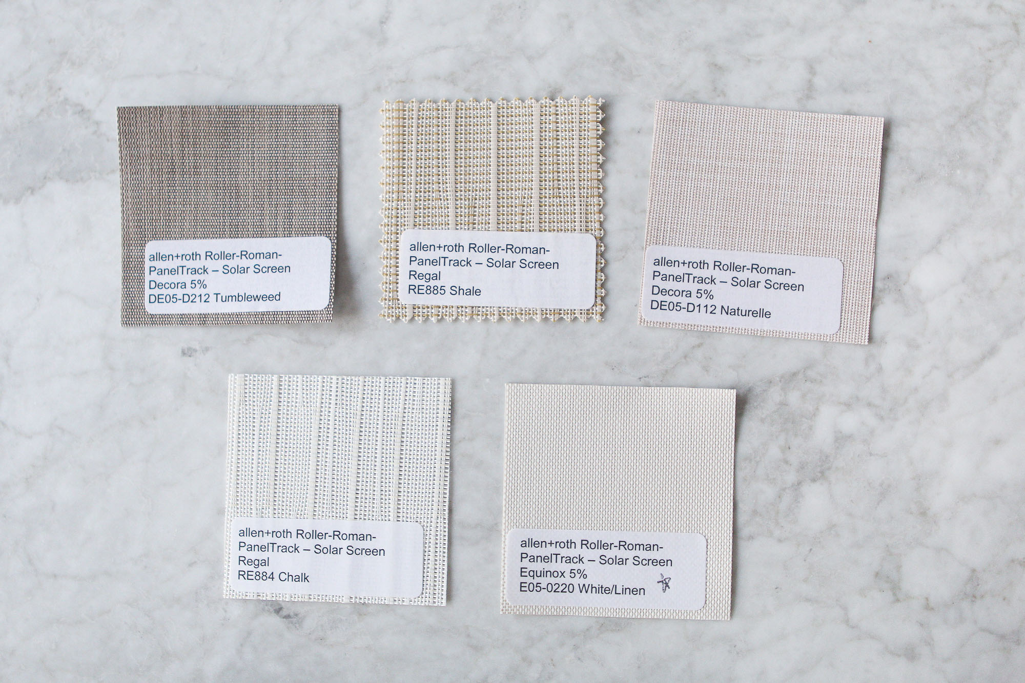 Variety of window shade fabrics