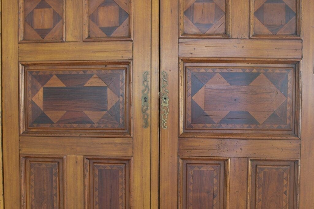 Wood detailing on antique hutch