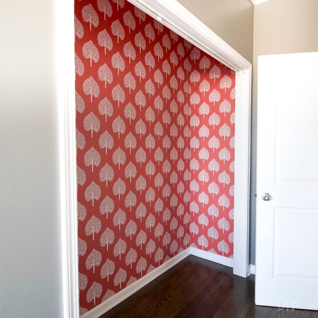 Adding peel and stick wallpaper to a closet