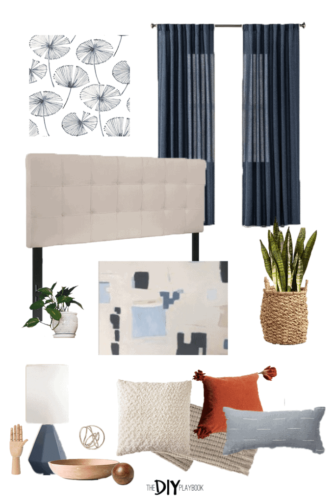 budget bedroom moodboard