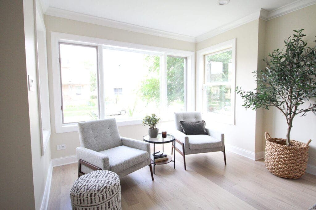 Front window in living room after renovation