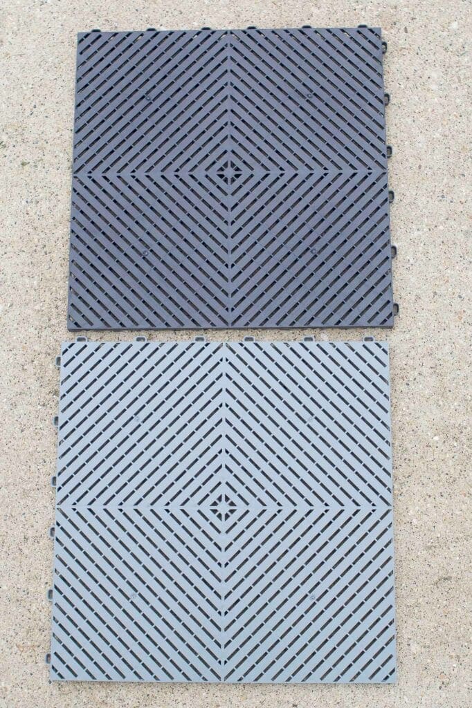 Black and gray garage floor tiles