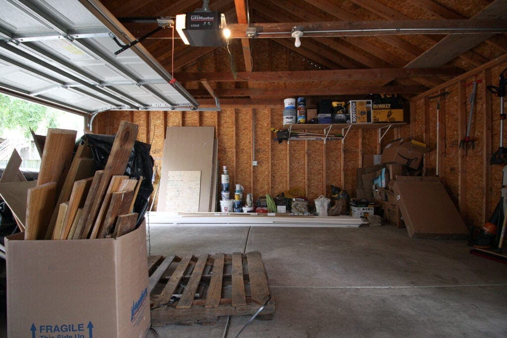 Our messy garage before