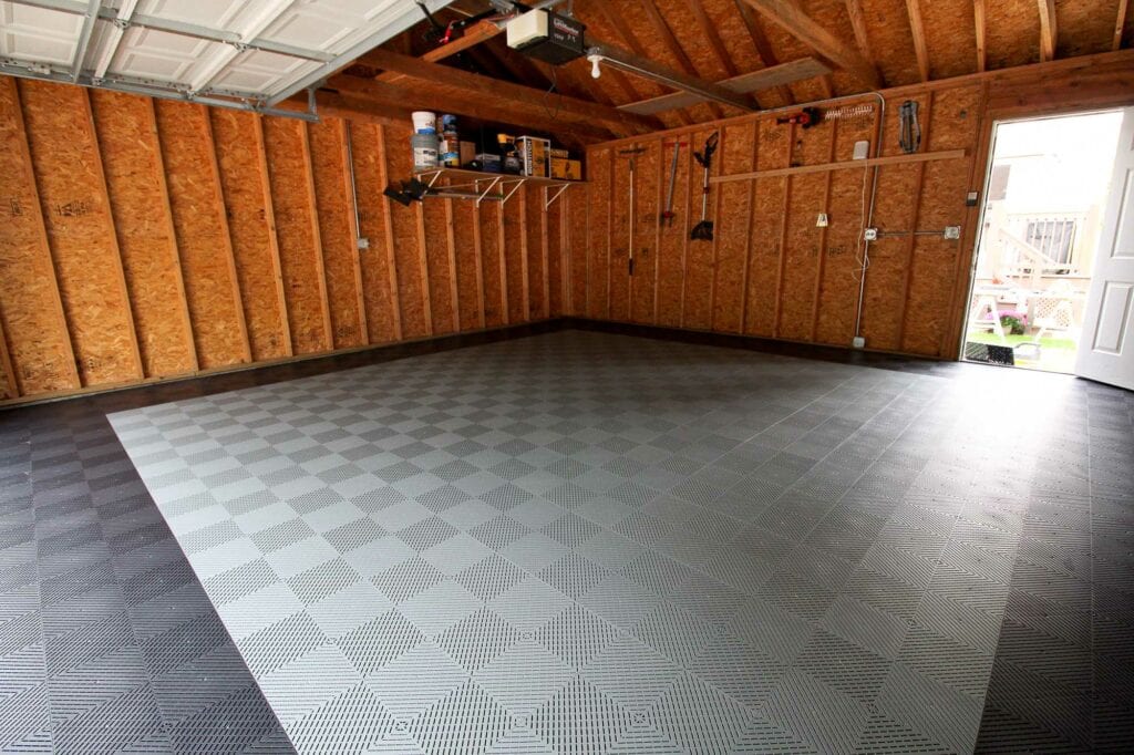 after installing garage floor tiles