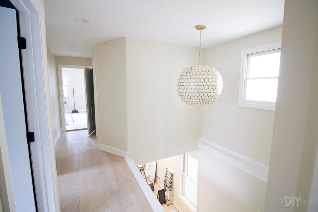 Serena and Lily capiz chandelier in the hallway