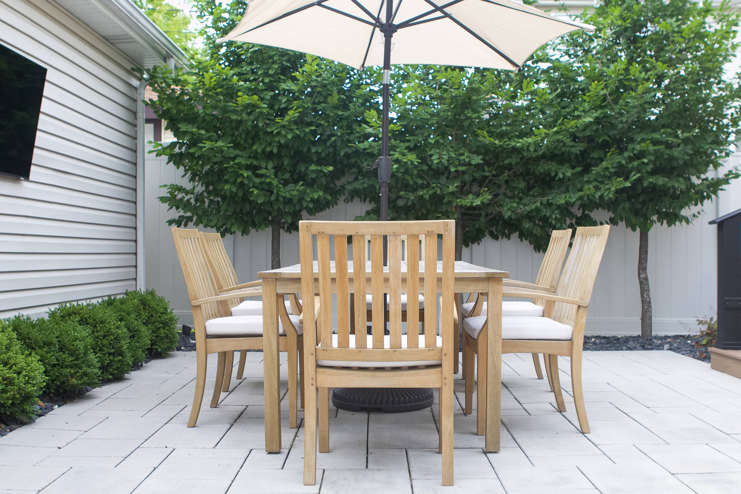 The dining area in our backyard