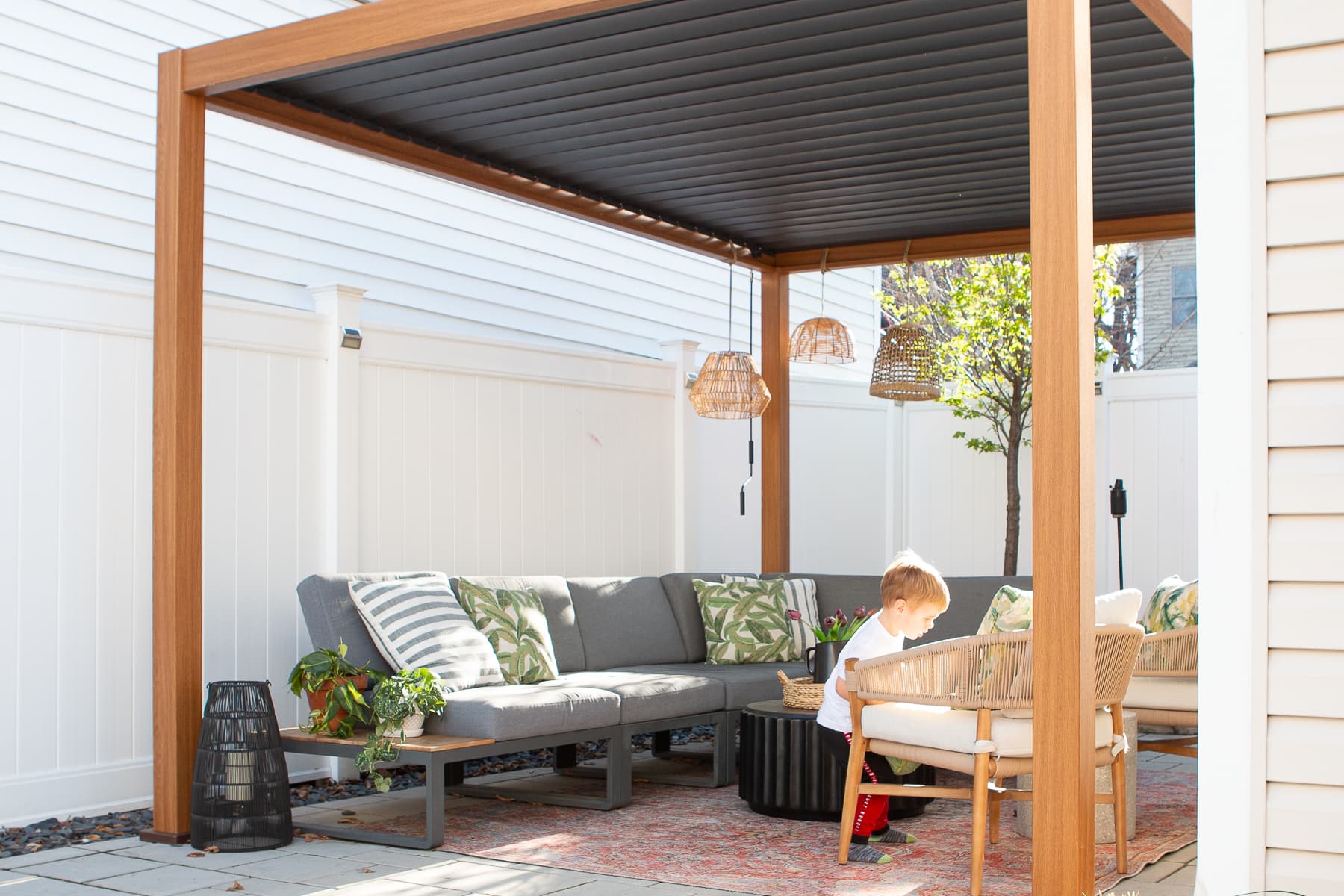 Creating an outdoor living space underneath our new patio