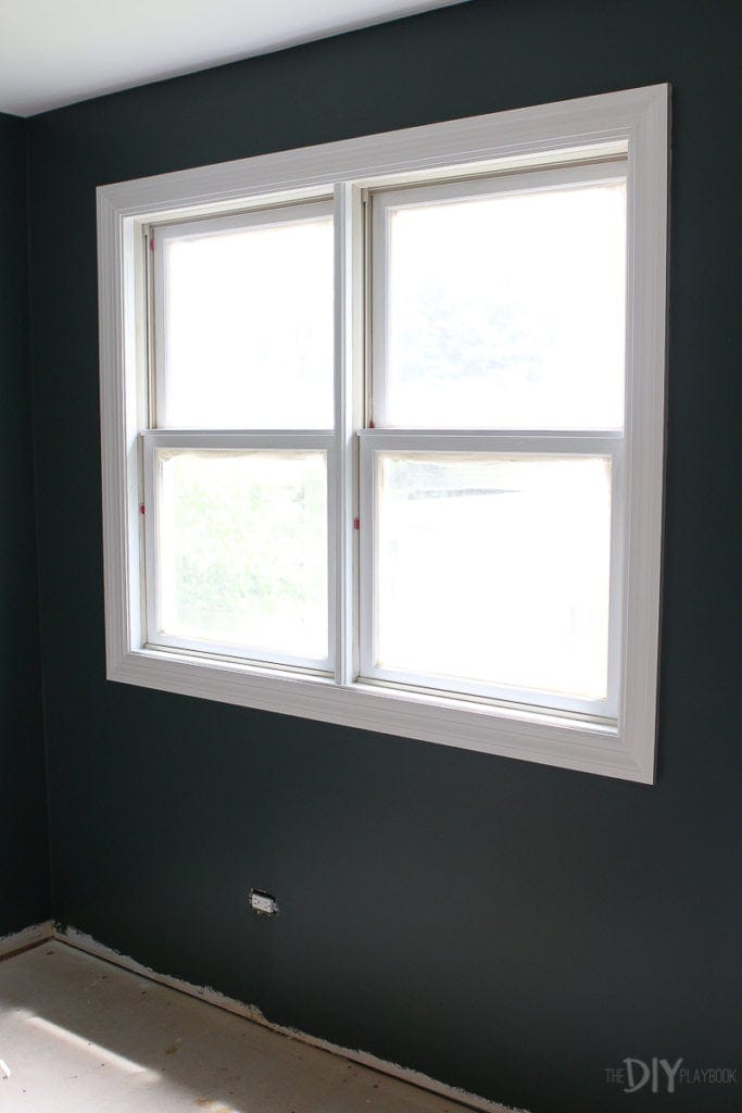 Dark green guest room