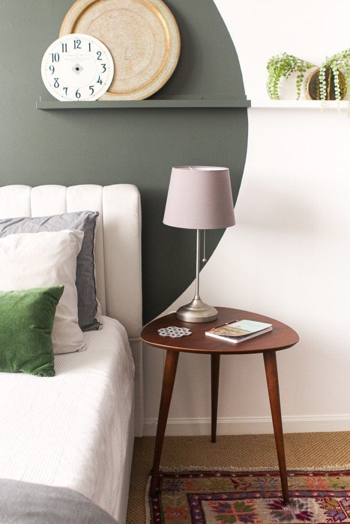 Side table and guest book in a guest room