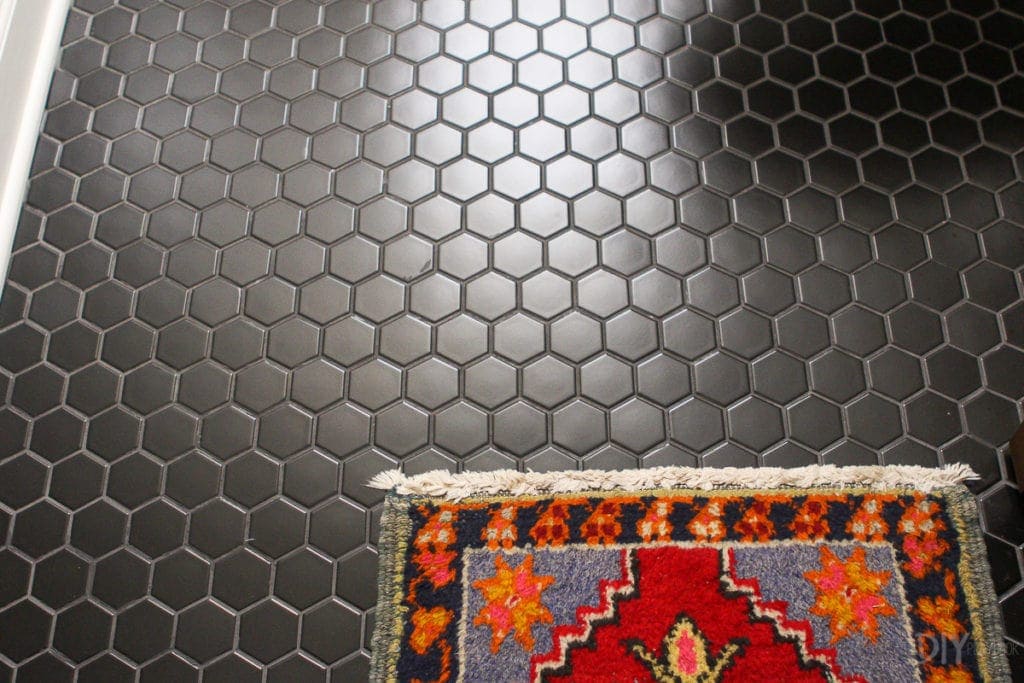 Black hexagon flooring