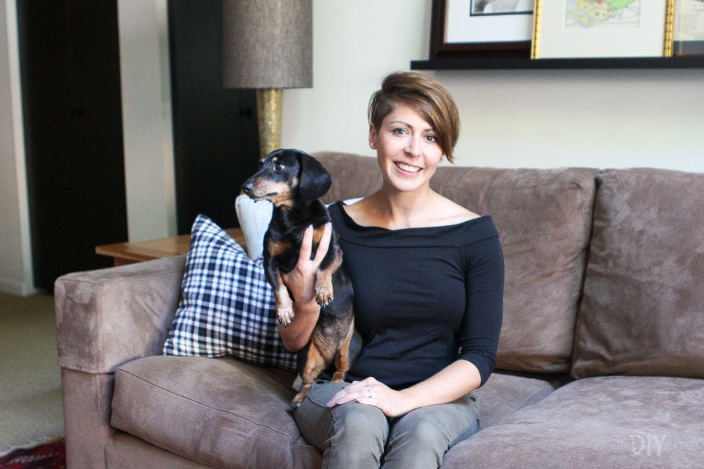 Kristin and her dog on the couch