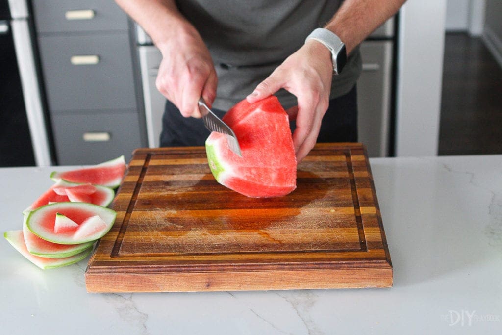 Cut the top off a watermelon