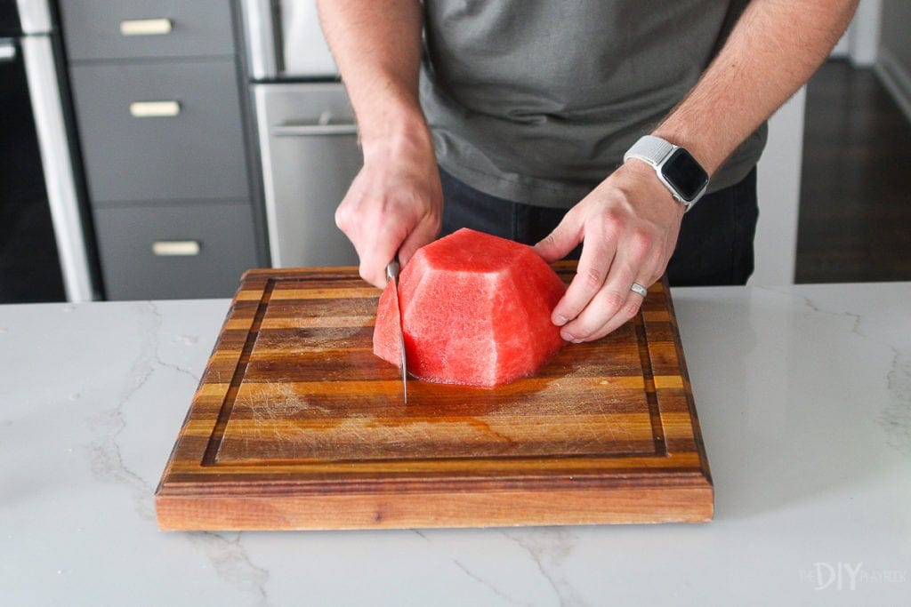 how to cut a watermelon into bite sized pieces