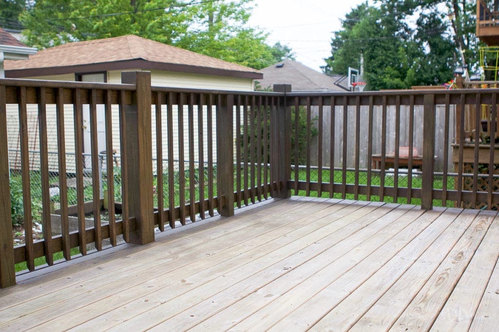 Spindles and railings stained