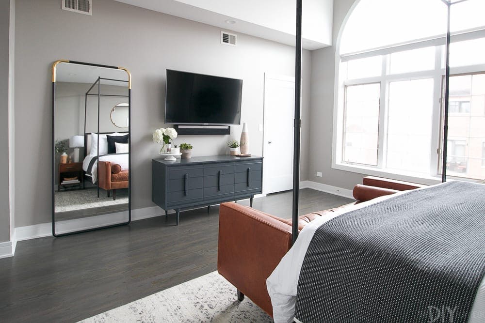 Mirror and dresser in bedroom