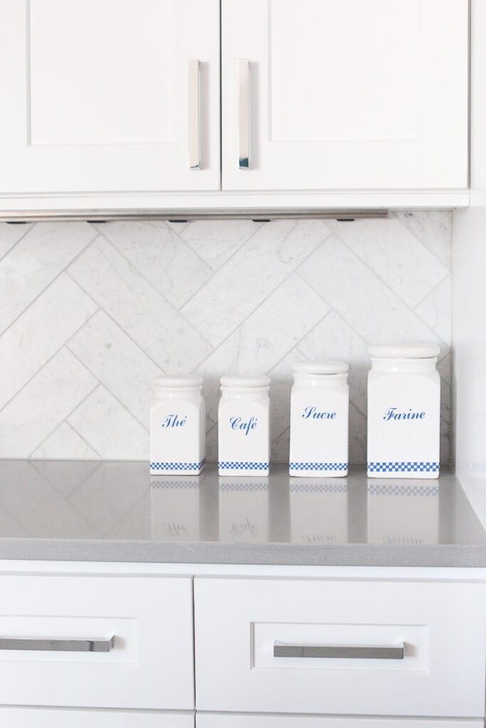 Herringbone pattern backsplash