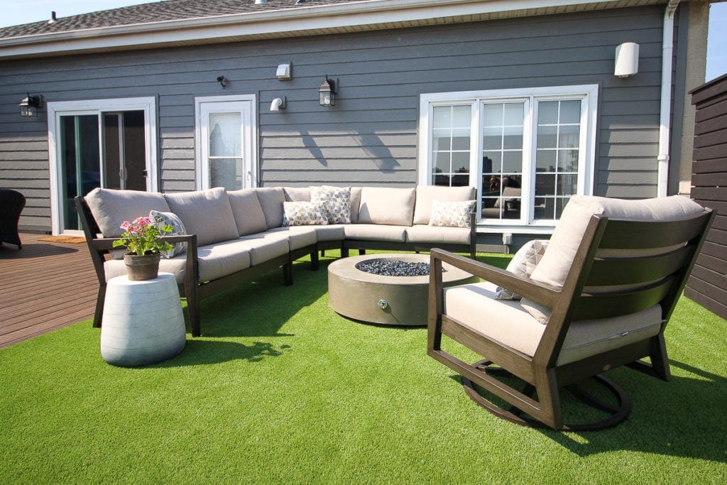 Rooftop furniture with turf