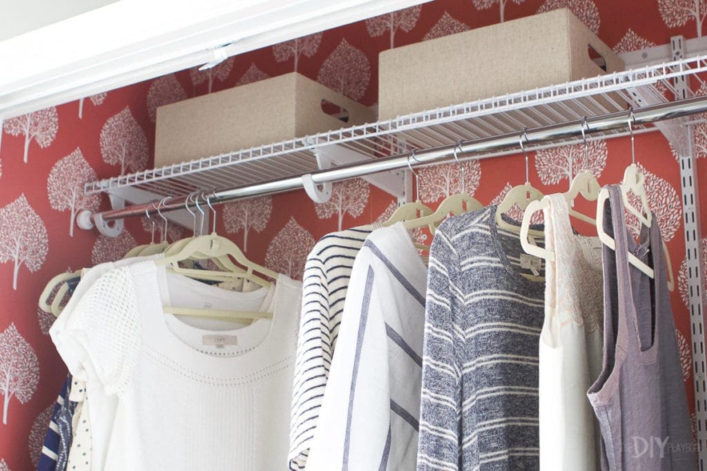 Adding baskets to the closet