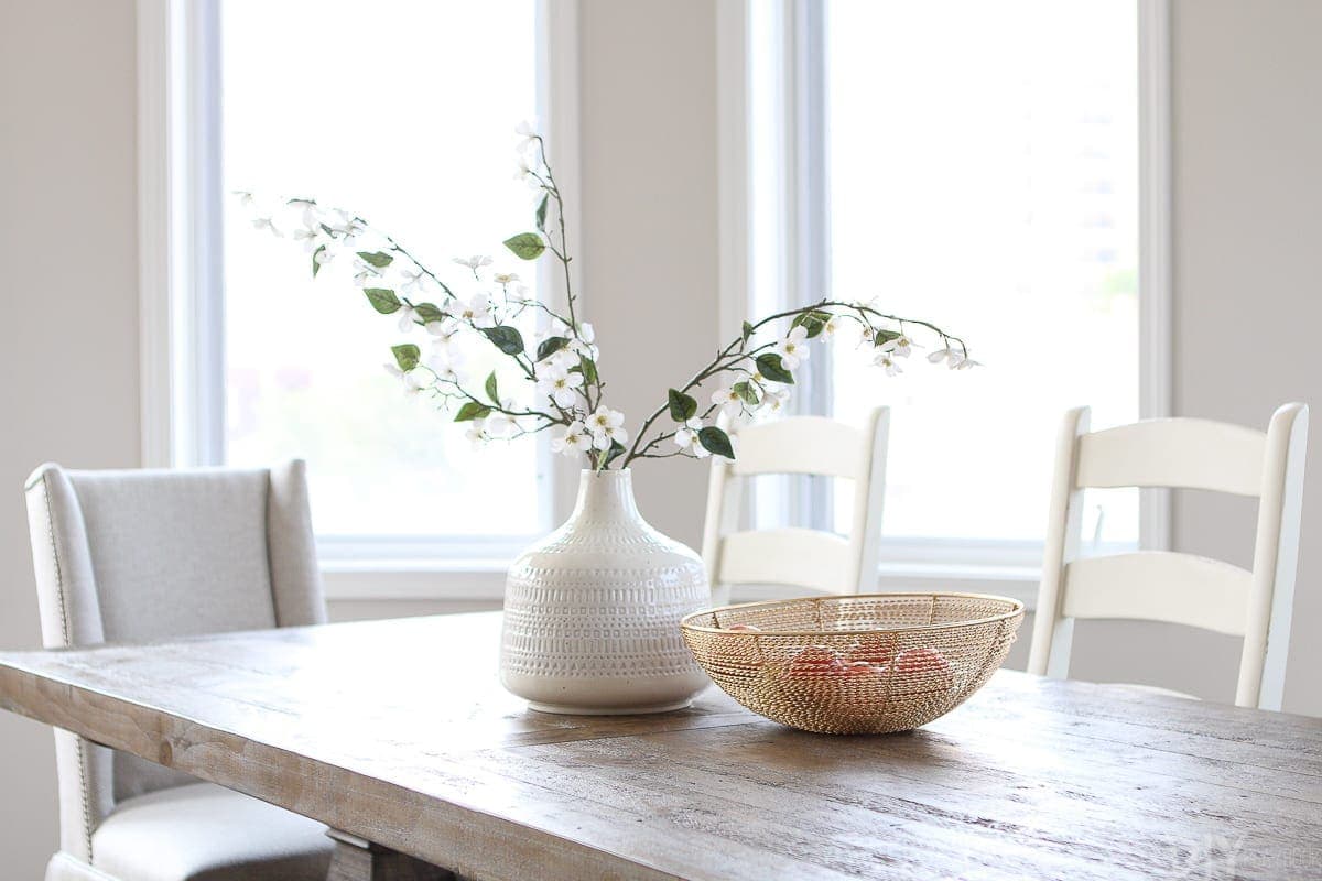 Faux greenery in a vase