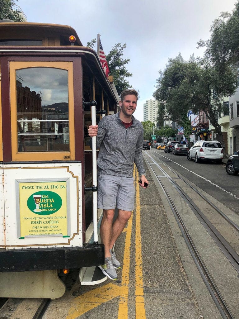 Finn enjoying the trolley 