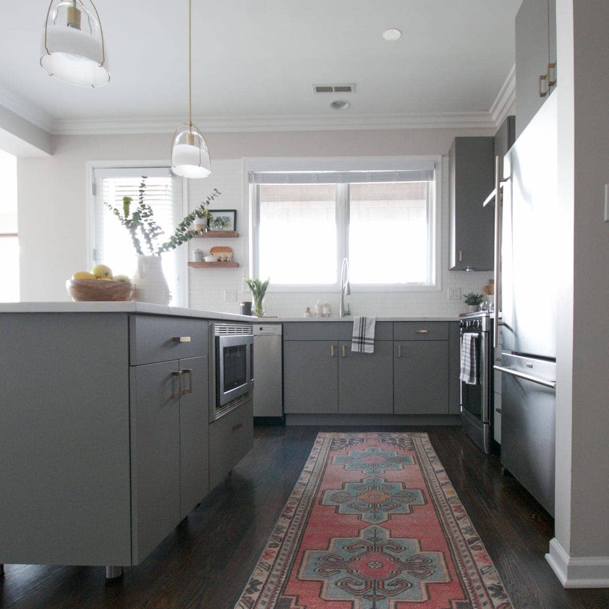 Gray and white kitchen