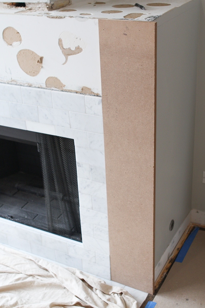 MDF on the face of the fireplace