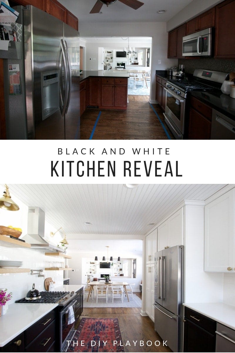 black and white kitchen reveal