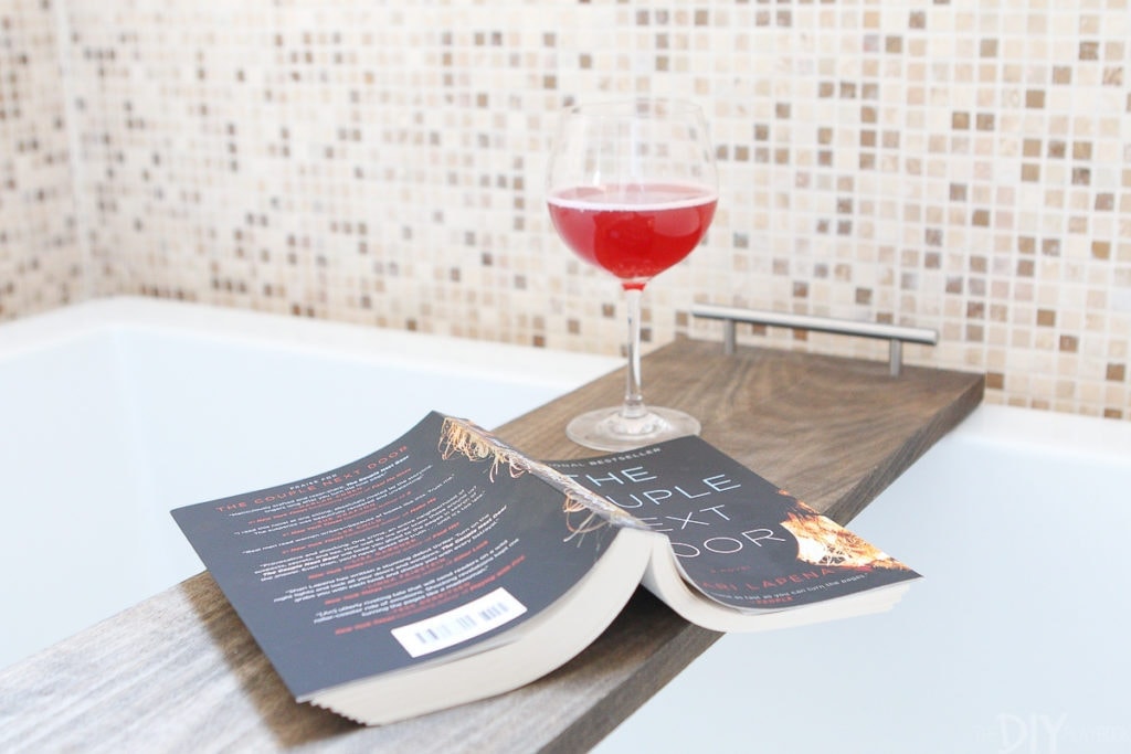 Reading and wine in the bath tub