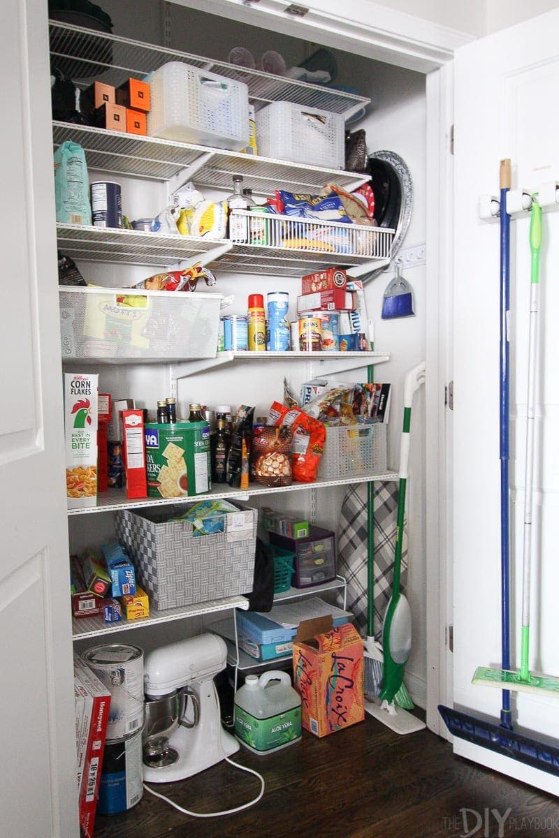 A messy and disorganized pantry
