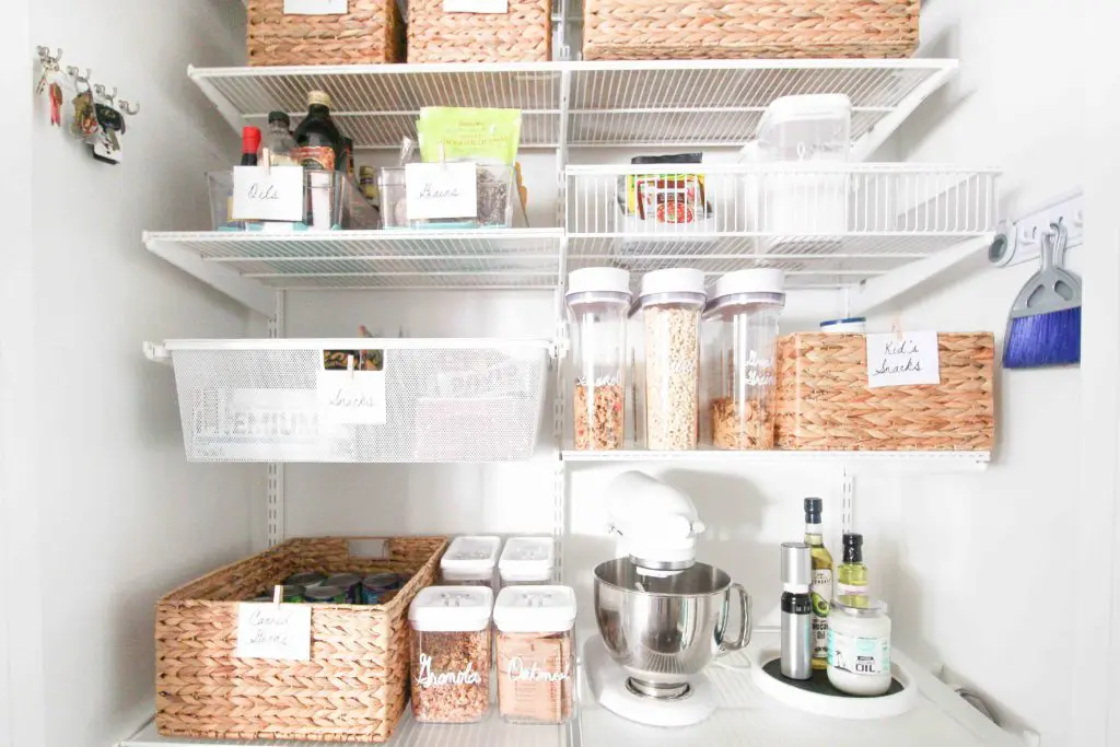 Use clear containers to organize food in your pantry