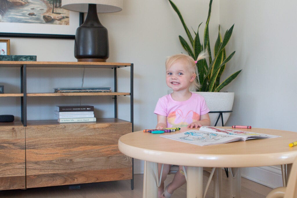 rory coloring at her table