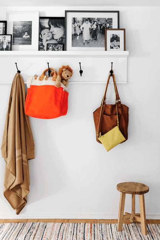 DIY coat rack to create an organized entryway