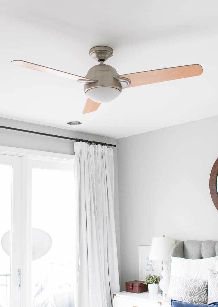 Our old ceiling fan before we installed the new one. This ceiling fan was fine, but didn't really go with the space. 