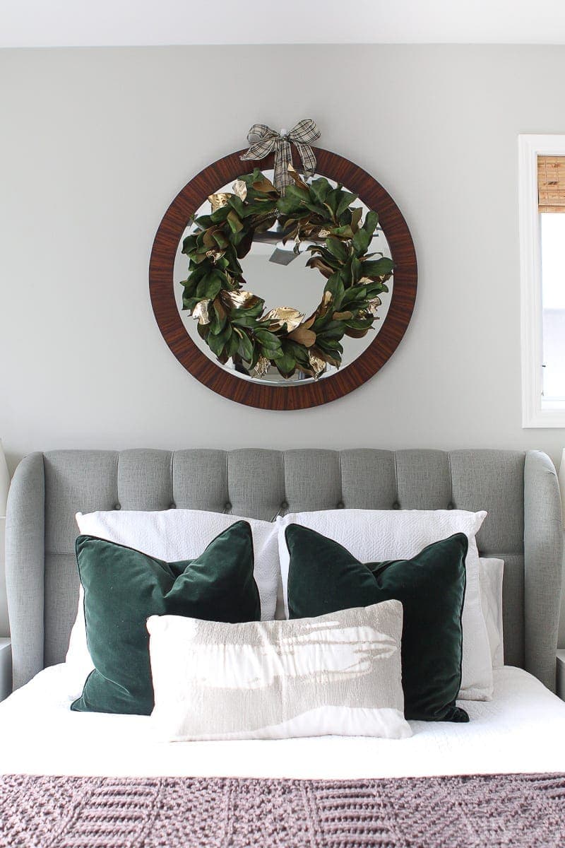 Wreath and pillows from West Elm for Christmas