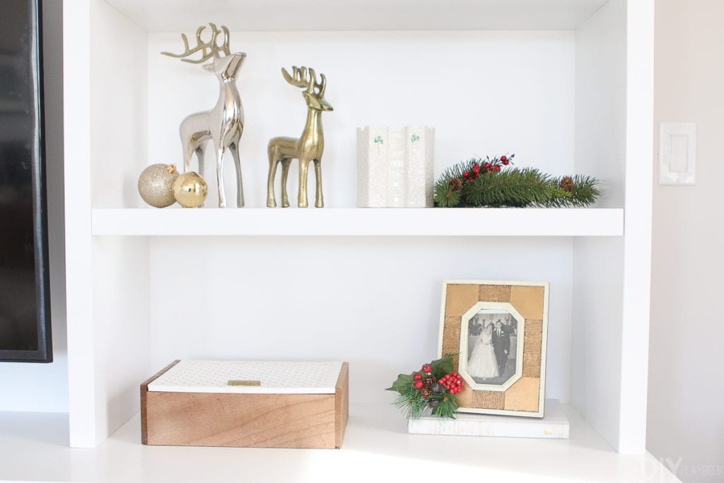 How to style shelves with holiday decor