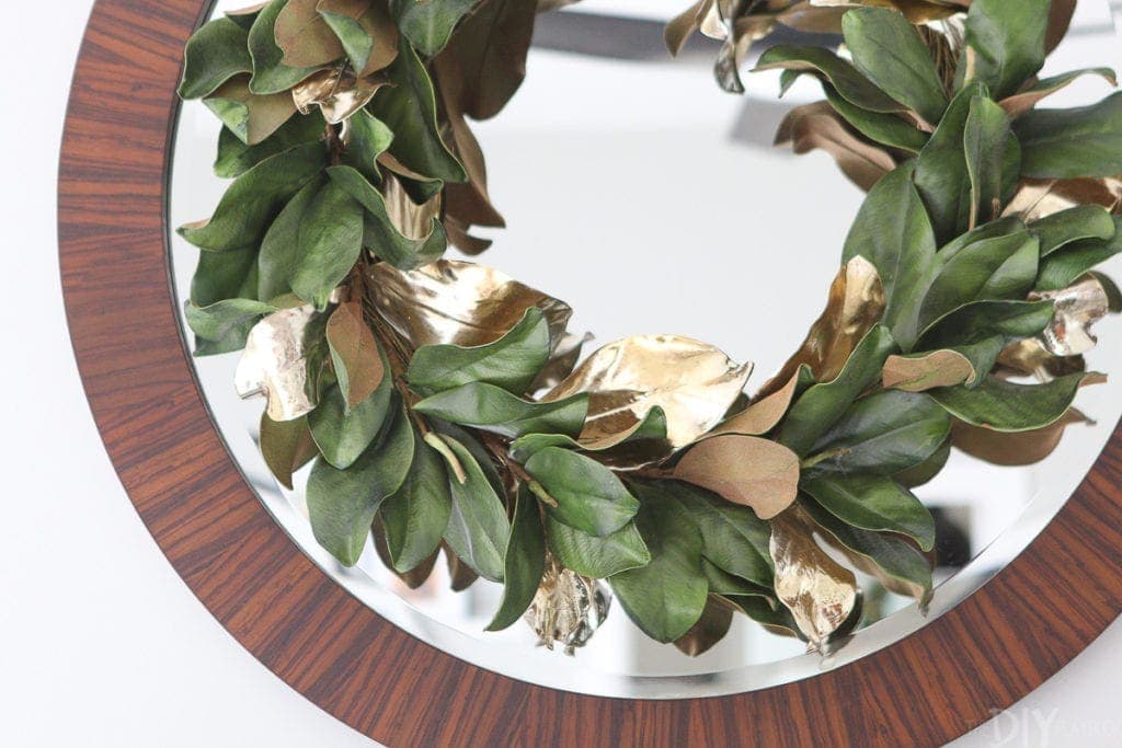 Gold and green holiday wreath